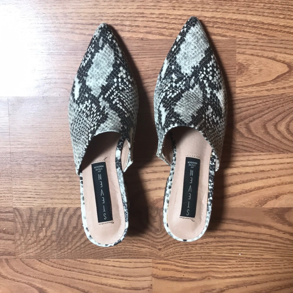 Heeled Snakeskin Mules